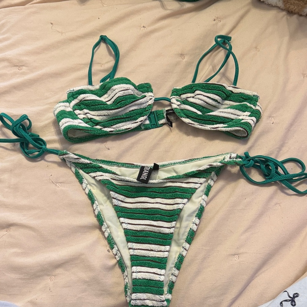 Triangl Swimwear Green and White Bikini